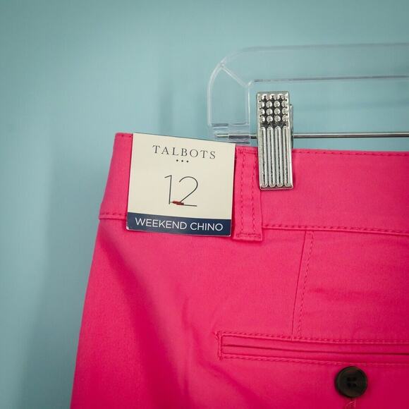 Talbots Size 12 Pink Weekend Chino Ankle Length Button Zip Cotton Stretch Pants - Picture 3 of 8